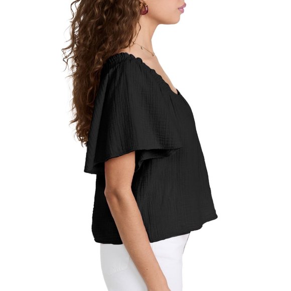 XiRENA Lou Cotton Muslin Blouse, Black, Small - Picture 4 of 4